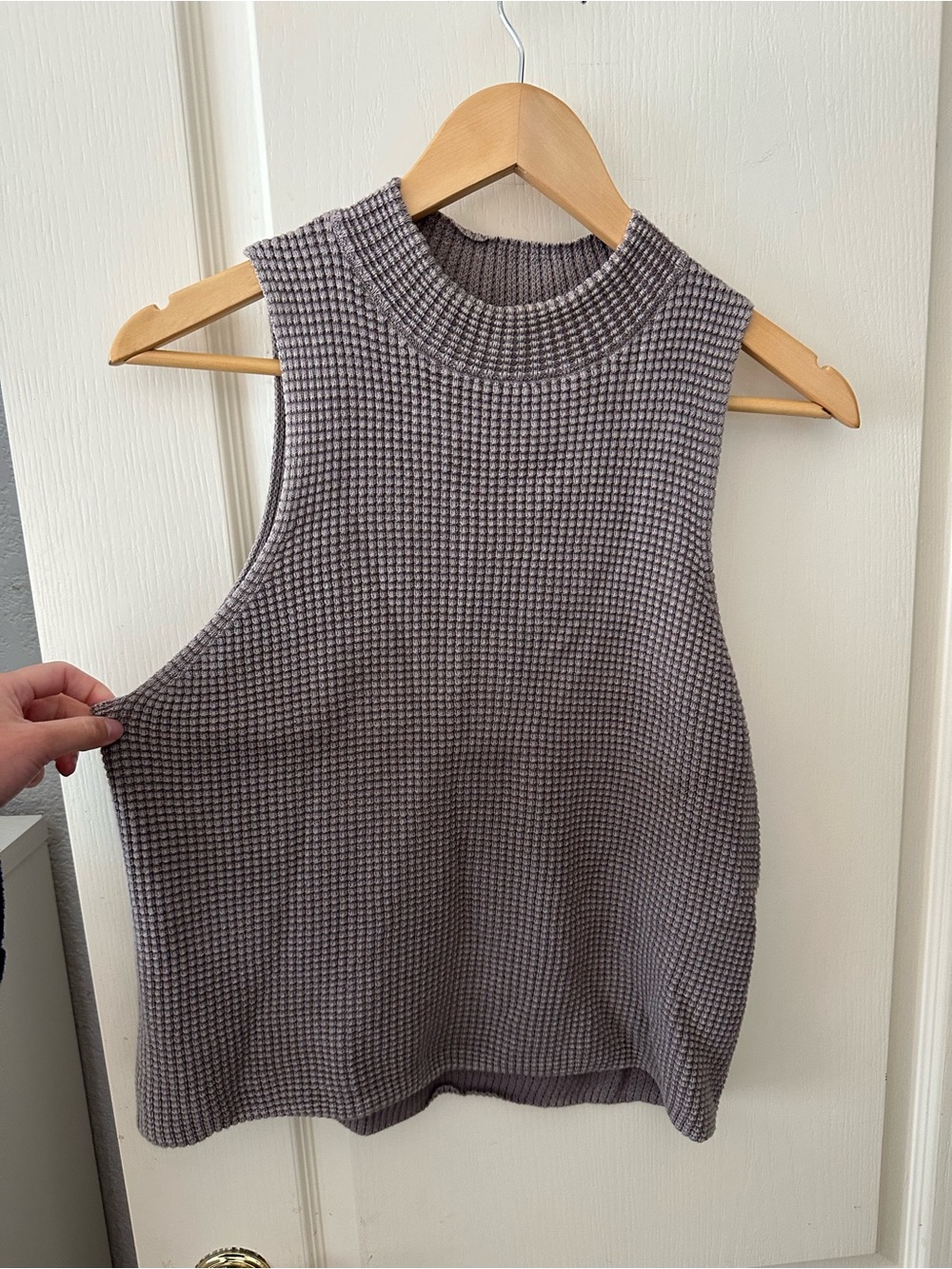 RVCA Waffle-Knit High Neck Tank Top - Gray